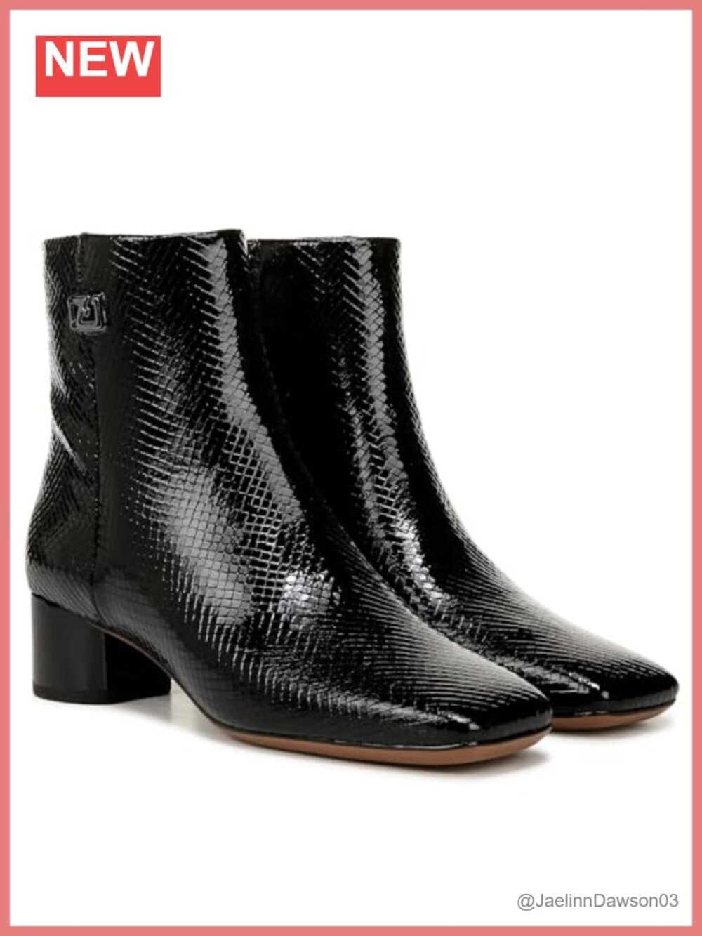 Square Toe Ankle Booties Faux Leather Block Heel Zip
